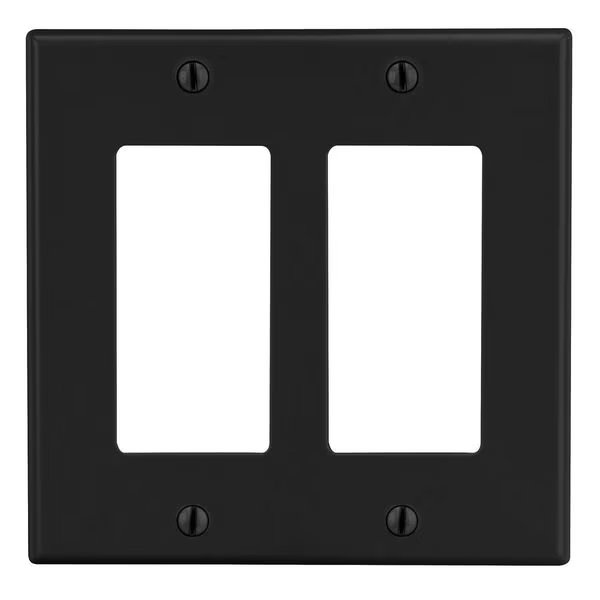 Wallplate, Mid-Size 2-Gang, 2) Decorator, Black, Hubbell Wiring Device-Kellems, Mfr#: PJ262BK